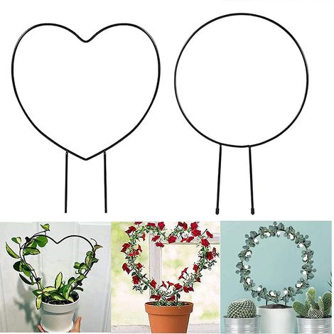 Support Pour Plantes Grimpantes - Treillis Métallique Anti-Rouille avec Revêtement Noir - Pour Pot ou Jardin - 2 Pièces (1/5)
