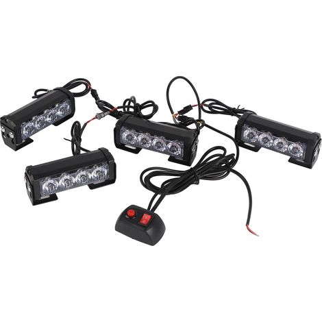 Lampe stroboscopique 12V/24V 15W IP67 étanche 6000K 16 LED feux clignotants grille centrale universelle pour voiture (1/5)