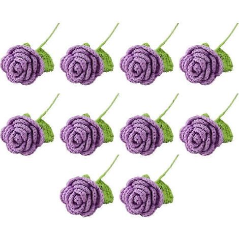Roses tricotées à la main, décorations de bouquets au crochet, décorations de table pour les fêtes (1/5)