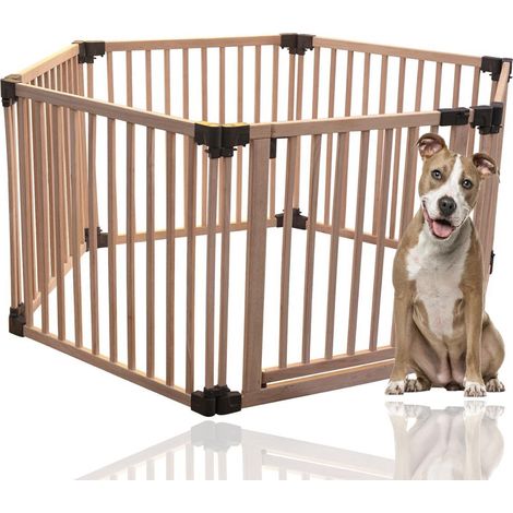 Bettacare Wooden Dog Pen, Hexagon, 6 x 80cm, Natural Wood, 76cm High, Dog Pen for Pets and Puppy, Dog Playpen, Indoor Dog Yard