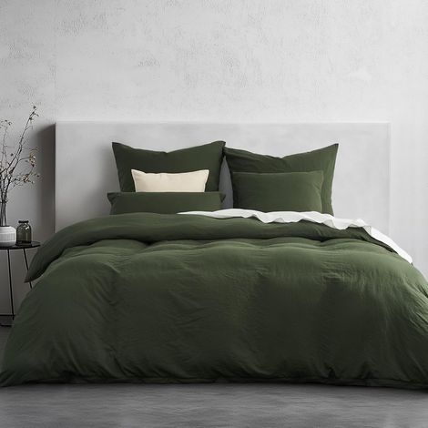 Housse de Couette 220x240 Adulte Vert Aesthetic Ultra Doux Microfibre avec Finition Lavage Parure de lit Adulte Vert Olive - Housse de Couette 220x240 + 2 Taies d'oreiller 65x65 (1/5)
