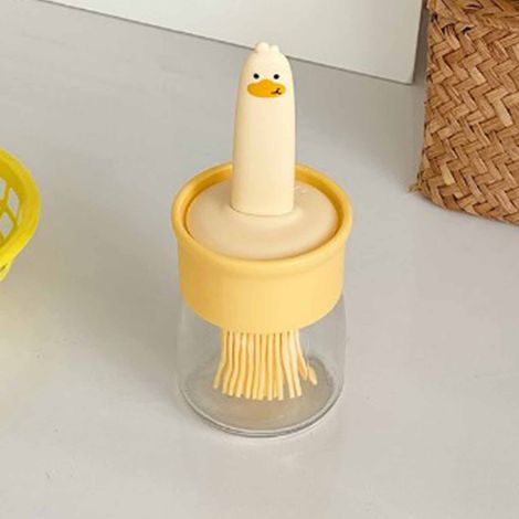 Bouteille d'huile avec pinceau à badigeonner en silicone, distributeur d'huile pour la cuisine, la pâtisserie, les grillades, orange (1/5)