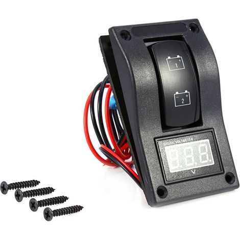Bootsschalter, UV- und verschleißfeste Wippschalter, 12 V DC mit Voltmeter für den Einsatz auf See - Crezuo