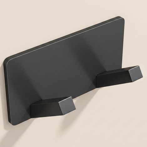 doporro Handtuchhalter ohne Bohren, Klebehaken extra starke und haken selbstklebende aus rostfreiem Edelstahl, Wandhaken für Badezimmer, Küche, Flur und Tür, modernes Design in Matt Schwarz Stalo-04 (1/5)