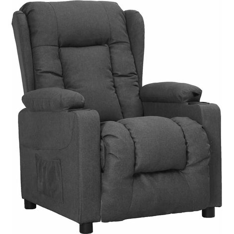 vidaXL Sillón reclinable de tela gris oscuro (1/5)