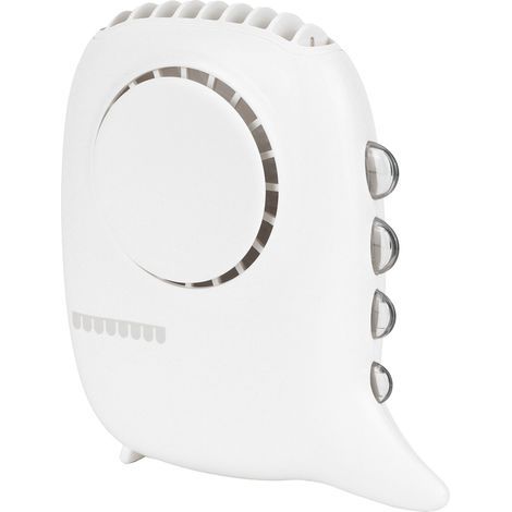 Ventilateur électrique portable à tour de cou, petit modèle, 3 vitesses, chargement USB, blanc