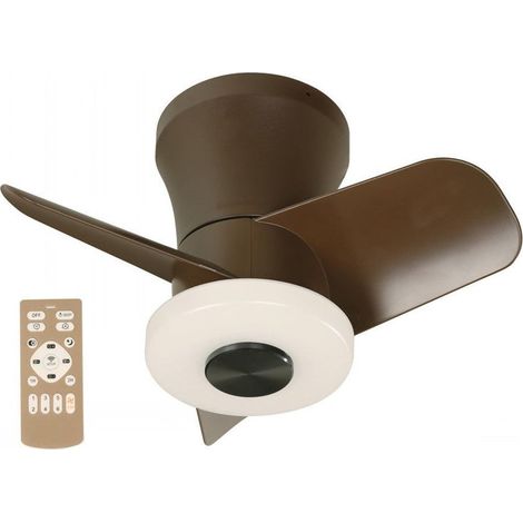 Ventilateur Plafonnier Compact avec Lumière LED Réglable et Télécommande-Café (1/2)