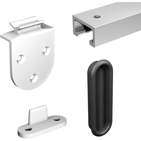 Slid'Up By Mantion – Système coulissant pour 2 portes de placard – Rail aluminium 1,5 m pré-percé – Poids max 6 kg – Glissement doux avec patins polyamide (1/5)