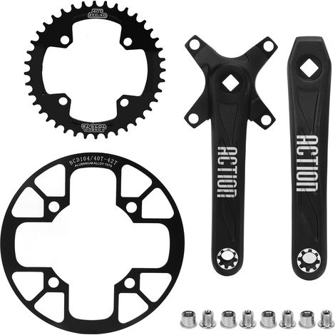 Fahrradkurbelgarnitur aus Aluminiumlegierung, 40T positives und negatives Kettenblatt, 40- bis 42T Schutzplatte. (1/5)
