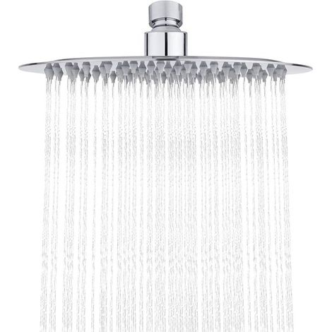 Duschkopf Regendusche Runder Duschkopf aus Edelstahl, silberfarben, Durchmesser 20 cm (1/4)