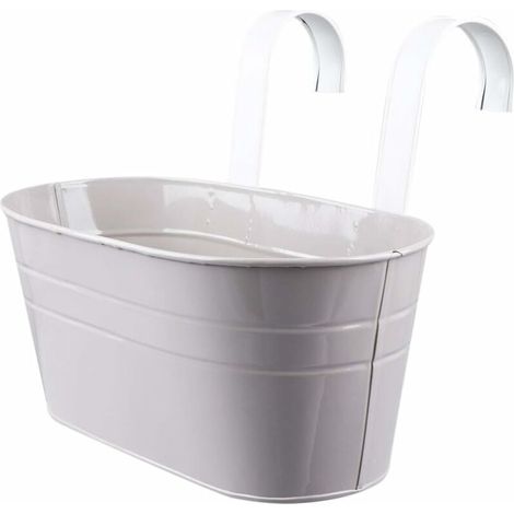 Metal Iron Hanging Flower Pots Garden Pots Balcony Planters Metal Bucket Flower Holders Wall Hanging Decor Pot White (1/5)