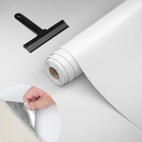 Papier Peint Autocollant Argent 40×500 cm – Film Aluminium Étanche pour Cuisine, Crédence, Plan de Travail et Meubles – Revêtement Lavable avec Raclette (1/5)
