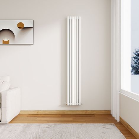 Stech Homes Modern White Oval Column Designer Radiator Vertical 1800 x 354 mm Double Panel Central Heating Radiators