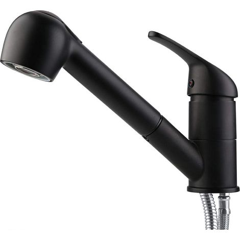 Rubinetto da cucina Qinlorgo, rubinetto multifunzionale per acqua fredda per lavello (standard USA 3/8" C o 9/6" - Verniciatura nera) (1/5)