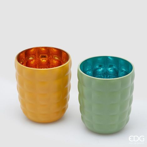 EDG Enzo De Gasperi Portacandela Satin Tumbler H 9,6 Cm D 8 Cm Ass. Vetro Yellow Green 1 Pz (1/2)