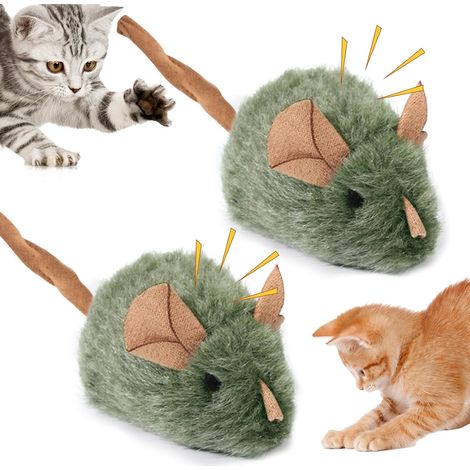 Lot de 2 Jouets Interactifs pour Chat - Jouet Interactif pour Chat - Souris Électrique Moelleuse - Souris Gaming Électrique (1/5)