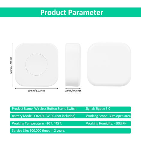 Interrupteur à bouton-poussoir intelligent ZigBee 3.0 Mini interrupteur pour domotique DIY, application de contrôle à distance, interrupteur d'éclairage intelligent, contrôle intelligent des appareils (1/5)