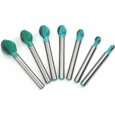 Set di punte per fresa per legno a fondo tondo, 7 pezzi, gambo da 6 mm, punte per fresa a scatola da 6/8/10/12/14/16/19 mm, fresa per scanalature per fresatrice (1/5)