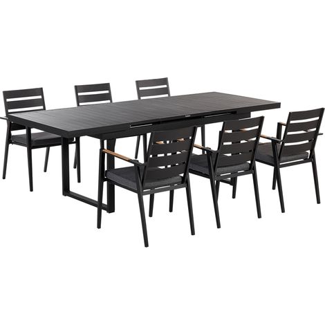 Set da pranzo 6 posti metallo nero grigio e legno chiaro Valcanetto/Taviano (1/5)
