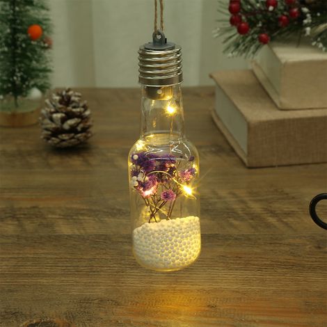 Lampe-Bouteille - Luminaire Décoratif Noël - LED à Piles - Dimensions 13 x 4,5 cm - Pour Arbre de Noël, Intérieur et Extérieur - 1 Pièce (1/5)