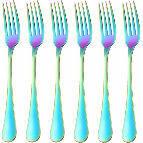 Fourchette De Table - Acier Inoxydable 18/10 - 20 cm - Pour 6 Personnes - Lot De 6 Fourchettes Colorées - Lavable En Lave-vaisselle (1/5)
