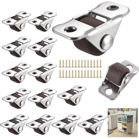 14 Pcs Roulettes pour Meubles Lourd, 12 mm Mini Roulettes Pivotantes pour Meubles, Roulette à Rouleaux en Caoutchouc pour armoires, boîtes à outils, petits appareils électroménagers, tables basses (1/5)