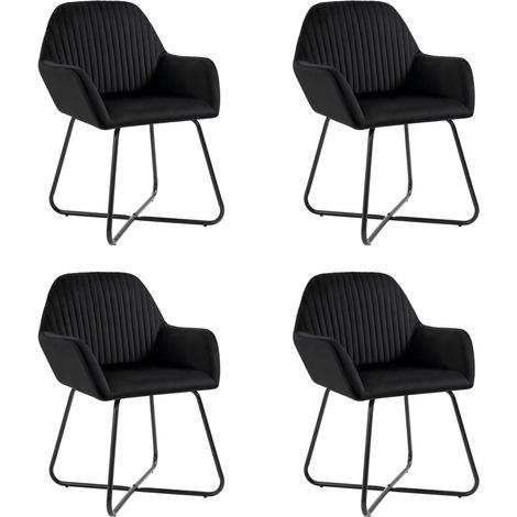 Juego de 4 sillas de cocina comedor en terciopelo negro patas de acero estilo moderno CDS021866 (1/5)