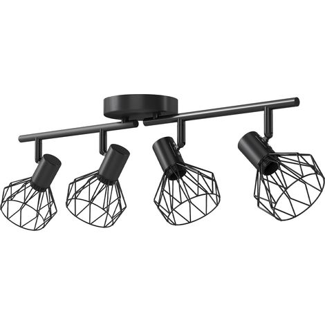 EMITTO LED Spot Ceiling Light 4-Way Adjustable Vintage Black Metal E14 Fixture (1/5)
