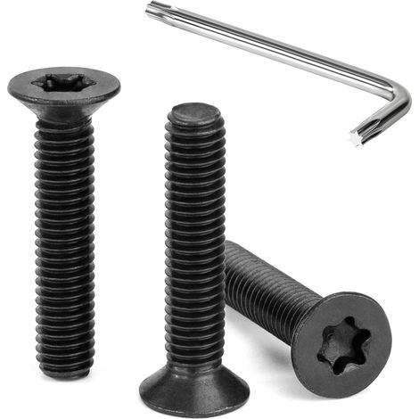Vis à Tête Fraisée Torx M6 x 30 mm Noir Vis à Six Pans Creux en Acier Inoxydable A2 V2A à Tête Fraisée Métaux avec Clé T30 Filetage Complet 30 Pièces (1/5)