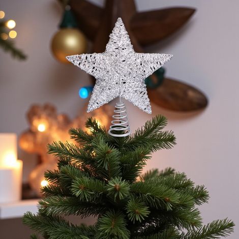 Dazzling Silver Star Tree Topper (1/2)