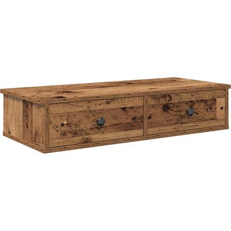 Maison Exclusive - Wandregal mit Schubladen Altholz-Optik 80x31x1