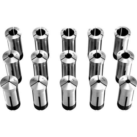Mophorn Typ 385E 5C Spannzangen Set 1/8"-1" 15-tlg Präzisions-Rundspannzangen, geeignet für Fräs- und Bohrmaschinen, 0,0008" Rundlaufgenauigkeit, mit Koffer, gehärteter und geschliffener Stahl (1/5)