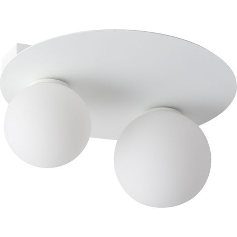 Plafonnier rond blanc Argon 33 cm, 2 globes verre G9 (1/2)
