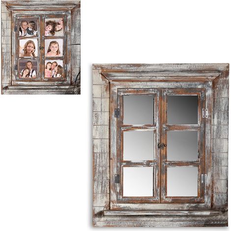 Specchio da parete specchio cornice otturatore cornice foto telaio in legno 64 centimetri scaffale Deco (1/5)