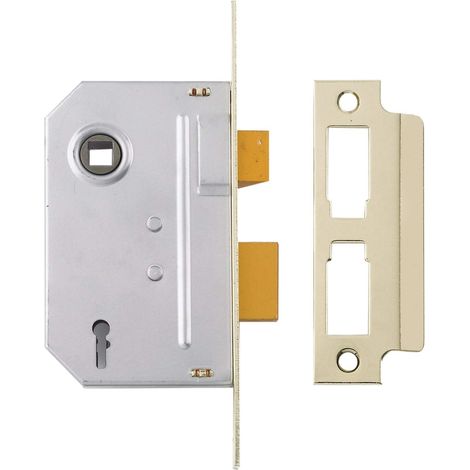 Serrure à mortaiser à 3 leviers pour Porte intérieure, Finition Laiton, 76 mm (1/2)