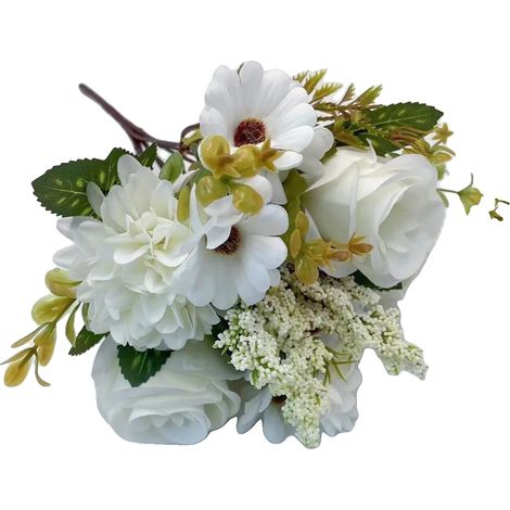Bouquet de Roses Artificielles, Fleurs en Soie, Décoration de Mariage Élégante, BLANC (1/2)