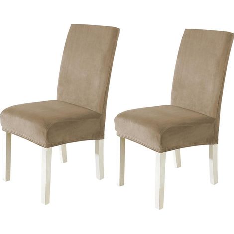 Stuhlhussen Samt 2er Set, Stretch Stuhlbezug für Hochlehner & Schwingstühle, waschbar (1/5)