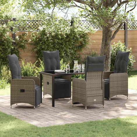 vidaXL Garten Essgruppe 5 pcs Grau Poly-Rattan (1/5)