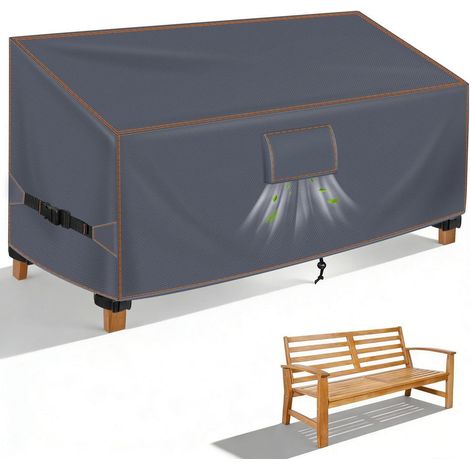 Gartenbank Abdeckung 3 Sitzer 163x70x63/86cm, 420D Oxford, UV-beständig, Wasserdicht, Grau (1/5)