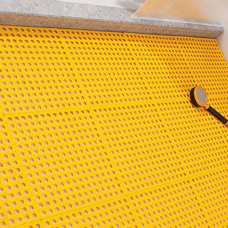 Tapis de salle de bain antidérapant à ventouses, tapis emboîtable, tapis de douche/toilettes, tapis de cuisine, tapis imperméable et antidérapant, jaune, 30 cm x 30 cm (1/5)
