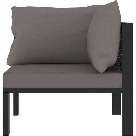 vidaXL Sofá seccional esquina reposabrazos izq. ratán PE antracita (1/2)