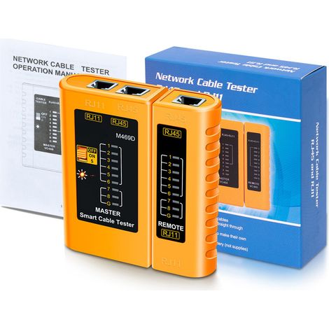 ANENG M469D Testeur de Câble Réseau et Appareil d'Appariement pour Lignes Téléphoniques RJ11 RJ45 avec Témoin LED, Vérification Marche/Arrêt / Câble Réseau Blindé / Test Longue Distance