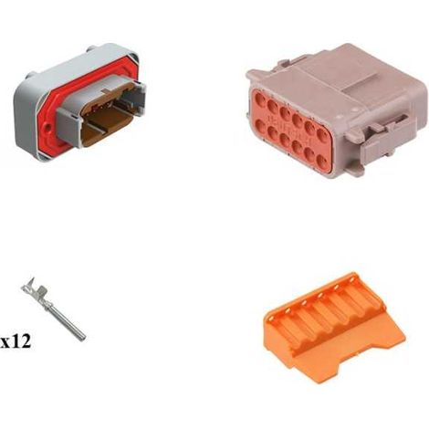 Kit Connecteur DTM15 series femelle 12 Voies PCB Marron