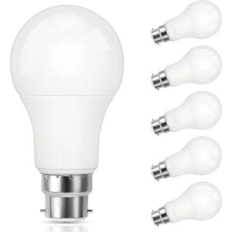 B22 LED-Lampe, 9 W Bajonettfassung (entspricht 60 W Halogenlampe), Kaltweiß (5000 K), 800 lm, Farbwiedergabeindex (CRI) 90, nicht dimmbar, Standard-B22-Bajonett-LED-Lampe für die Wohnraumbeleuchtung,  (1/5)