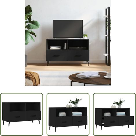 Meuble tv bois d'ingénierie - Meuble TV Noir 80x36x50 cm Bois d'ingénierie (1/5)