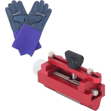 Guide d'affûtage pour burins, rabots, burin en alliage d'aluminium, outil de guidage d'affûtage de ciseau, gabarit d'affûtage pour lames de raboteuse + 1 paire de gants de travail de sécurité