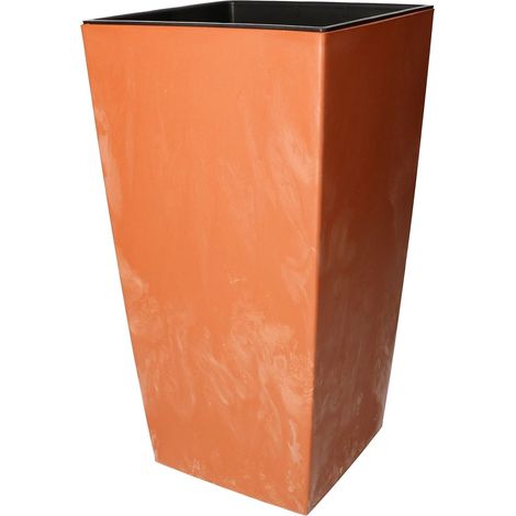 KOTARBAU Pot de Fleurs 170x170x325 mm Imitation Béton Terre Cuite + Insert Décoratif (1/5)