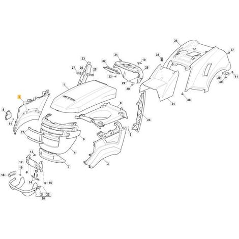 RECHTE MOTORHAUBENSEITE SEITE JX-TCX SCHWARZ ORIGINAL STIGA - 382394658/0