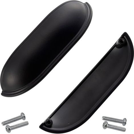 Set mit 2 Möbelgriffen, 96 mm Lochabstand – für Schranktüren, Kommoden, Schubladen, Inneneinrichtung, Küche, Wohnzimmer – Metall – mattschwarz (1/5)