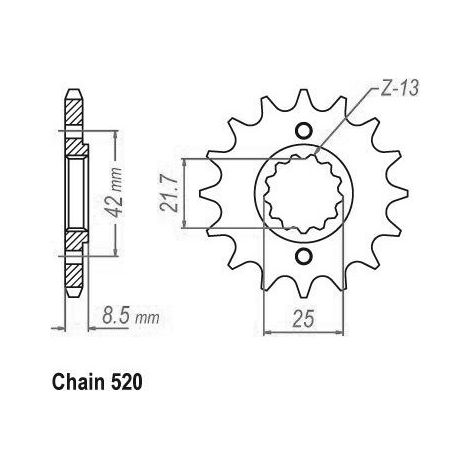 Pignon TT Suzuki - 520 - 14 Dents - Similaire JTF516 - Made in Germany